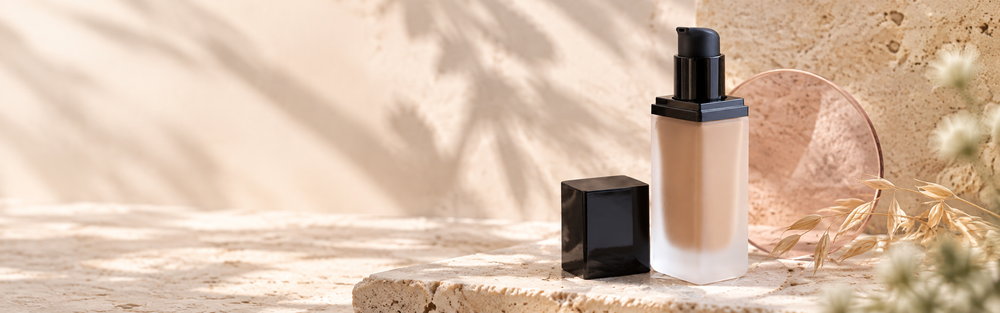 Gentle Beauty radiant foundation on travertine stone