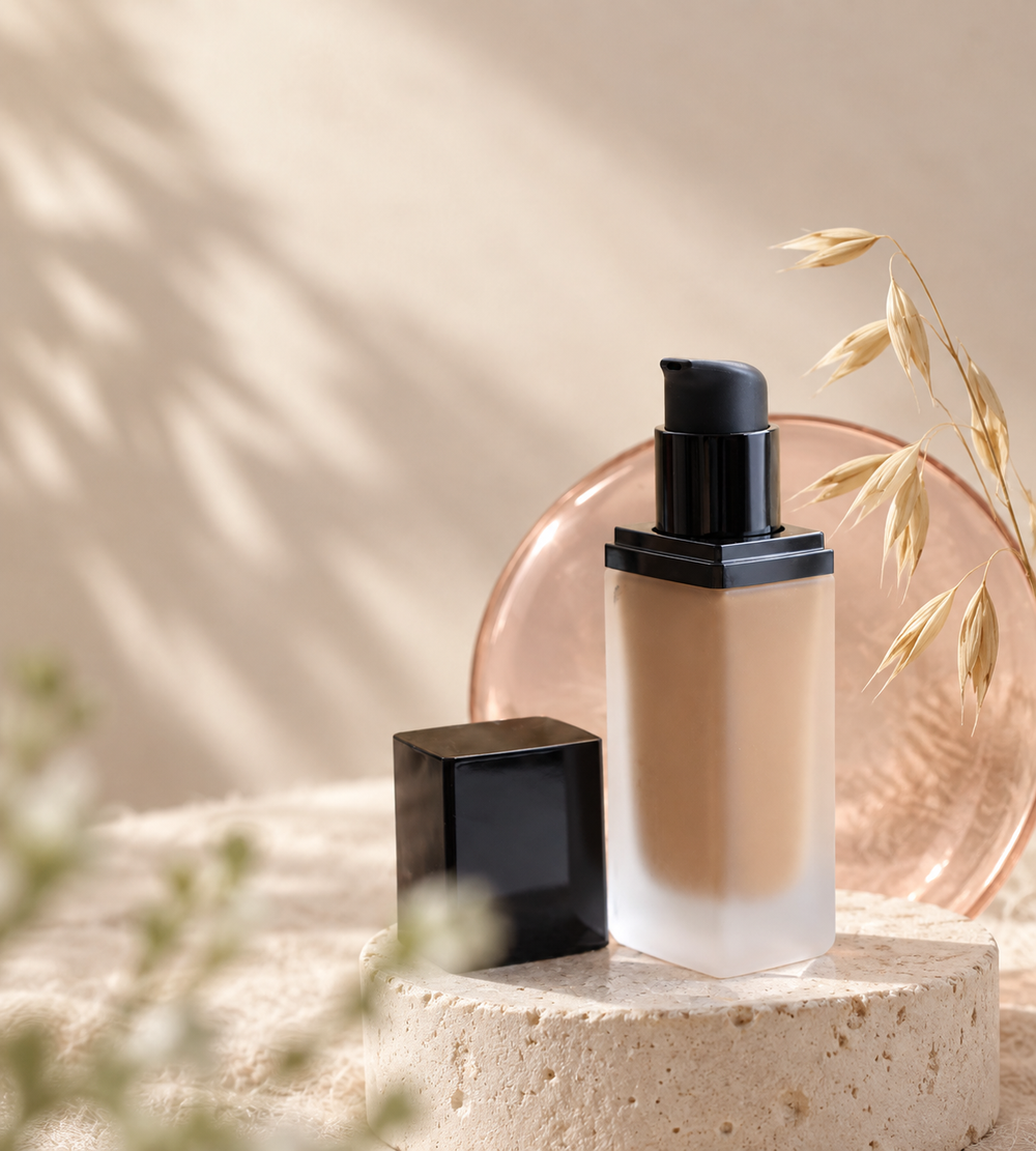 Gentle Beauty radiant foundation on travertine stone